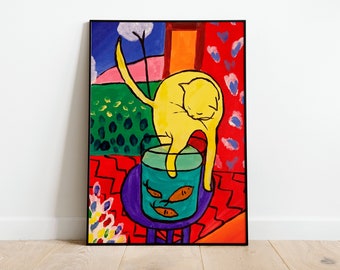 Matisse kat met rode vis tentoonstelling poster | A3 A4 A5 | Ultrahoge kwaliteit klassieke vintage bloemen Home Decor Art Deco