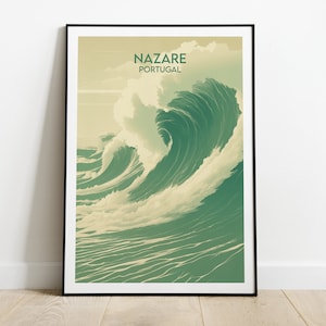 Nazare Reisedruck - Portugal Poster - Individuell personalisiertes Hochzeit Geburtstagsgeschenk