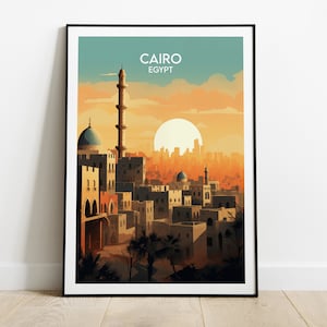 Impression de voyage au Caire - Poster Egypte - Cadeau d'anniversaire de mariage personnalisé
