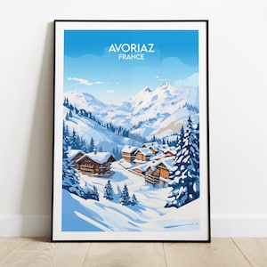 Avoriaz Ski Travel Print - Poster France - Cadeau d'anniversaire de mariage personnalisé