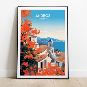 Andros Reise Print - Griechenland Poster - Individuell personalisiertes Hochzeit Geburtstagsgeschenk