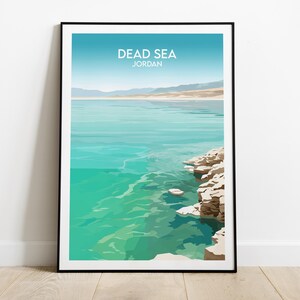 Dead Sea Travel Print - Jordan Poster - Custom Personalised Wedding Birthday Gift