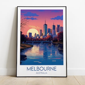 Melbourne Travel Print - Australia Poster - Custom Personalised Wedding Birthday Gift