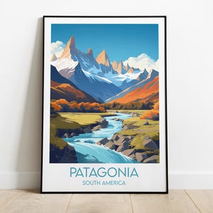 Patagonia Travel Print - South America Poster - Custom Personalised Wedding Birthday Gift