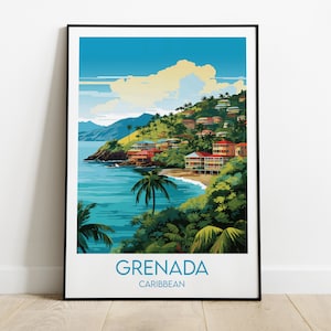 Grenada Reisedruck - Karibik Poster - Individuell personalisiertes Hochzeit Geburtstagsgeschenk
