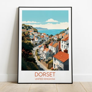 Impression de voyage dans le Dorset - Poster Angleterre Royaume-Uni - Cadeau d'anniversaire de mariage personnalisé