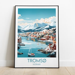 Tromsö Travel Print - Norwegen Poster - Individuell personalisiertes Hochzeit Geburtstagsgeschenk