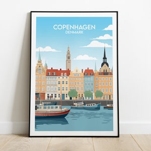 Copenhagen Travel Print - Denmark Poster - Custom Personalised Wedding Birthday Gift