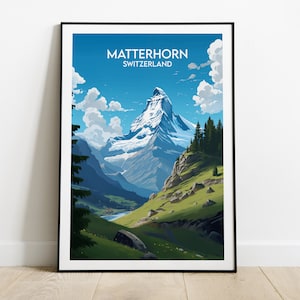 Matterhorn Travel Print - Switzerland Poster - Custom Personalised Wedding Birthday Gift