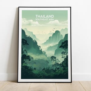 Thailand Travel Print - Southeast Asia Poster - Custom Personalised Wedding Birthday Gift