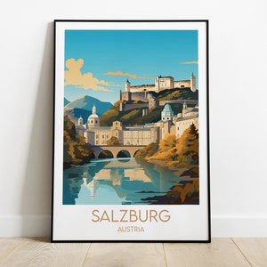 Salzburg Travel Print - Austria Poster - Custom Personalised Wedding Birthday Gift