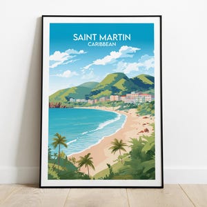 Impresión de viaje a San Martín - Póster del Caribe - Regalo personalizado para bodas y cumpleaños