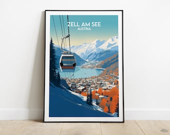 Zell Am See Travel Print - Österreich Poster - Individuell personalisiertes Hochzeit Geburtstagsgeschenk