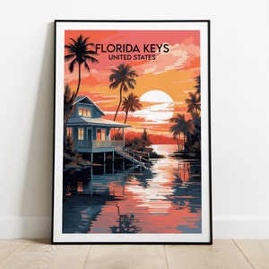 Florida Keys Travel Print - United States Poster - Custom Personalised Wedding Birthday Gift