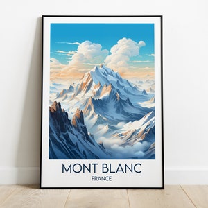 Mont Blanc Travel Print - France Poster - Custom Personalised Wedding Birthday Gift