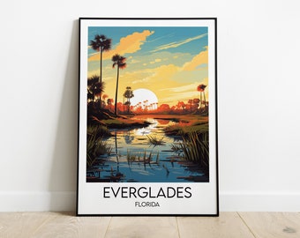 Everglades Florida Travel Print - United States Poster - Custom Personalised Wedding Birthday Gift