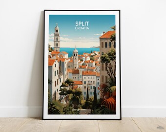 Split Travel Print - Croatia Poster - Custom Personalised Wedding Birthday Gift
