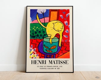 Matisse Cat With Red Fish Modern Exhibition Print Poster | A3 A4