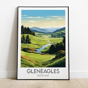 Stampa di viaggio sul campo da golf di Gleneagles - Poster della Scozia - Regalo di compleanno personalizzato per matrimonio