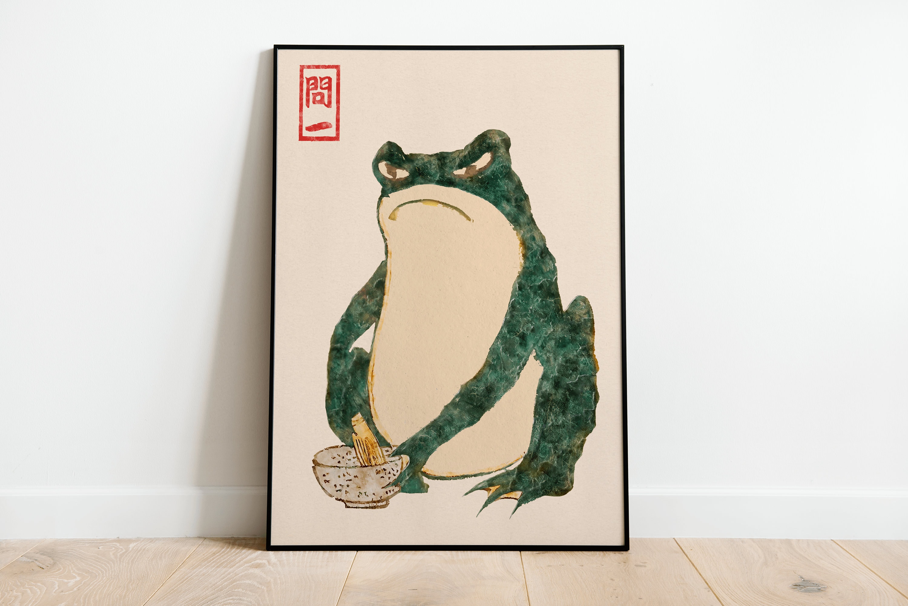Japanese Frog Wabi Sabi Print | A3 A4 A5 | Japanese Vintage