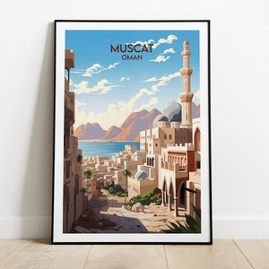 Muscat Travel Print - Oman Poster - Custom Personalised Wedding Birthday Gift