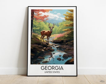 Georgia Travel Print - United States Poster - Custom Personalised Wedding Birthday Gift