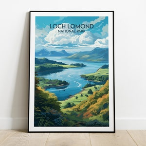 Loch Lomond National Park Print - Scotland Poster - Custom Personalised Wedding Birthday Gift