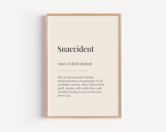 Snaccident 定義プリント - 辞書ポスター - キッチンウォールアート 彼と彼女への面白いギフト