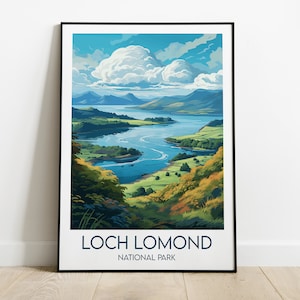 Loch Lomond National Park Print - Scotland Poster - Custom Personalised Wedding Birthday Gift