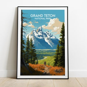 Grand Teton National Park Travel Print - United States Poster - Custom Personalised Wedding Birthday Gift