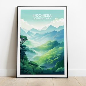 Indonesia Travel Print - Southeast Asia Poster - Custom Personalised Wedding Birthday Gift