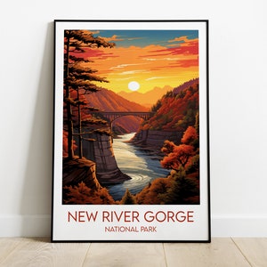 New River Gorge National Park Travel Print - West Virginia Poster - Custom Personalised Wedding Birthday Gift
