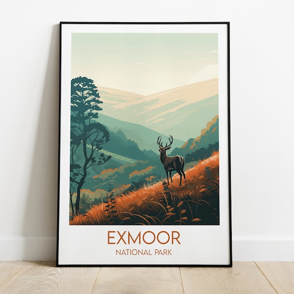 Exmoor National Park Travel Print - United Kingdom Poster - Custom Personalised Wedding Birthday Gift