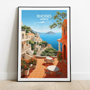 Impresión de viaje a Rodas - Póster de Grecia - Regalo personalizado de boda o cumpleaños