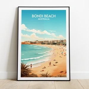 Bondi Beach Travel Print - Australia Poster - Custom Personalised Wedding Birthday Gift