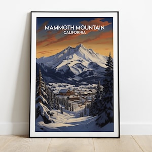 Mammoth Mountain Ski Travel Print - California Poster - Custom Personalised Wedding Birthday Gift