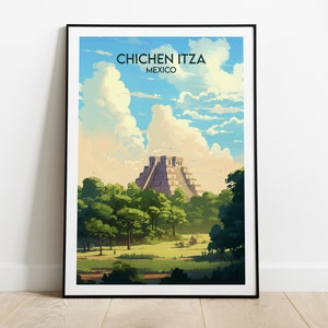 Chichen Itza Travel Print - Mexico Poster - Custom Personalised Wedding Birthday Gift