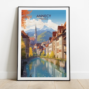 Annecy Travel Print - France Poster - Custom Personalised Wedding Birthday Gift