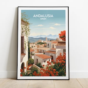 Andalusien Travel Print - Spanien Poster - Individuell personalisiertes Hochzeit Geburtstagsgeschenk