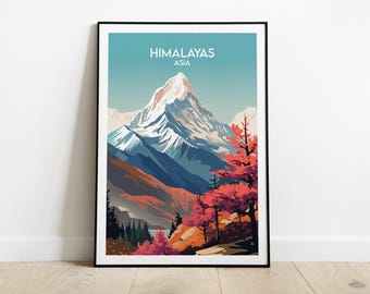 Himalayan Mountains Travel Print - Nepal Poster - Custom Personalised Wedding Birthday Gift