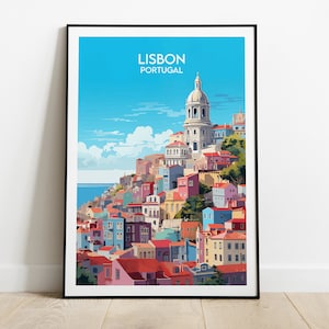 Impression de voyage à Lisbonne - Poster Portugal - Cadeau d'anniversaire de mariage personnalisé