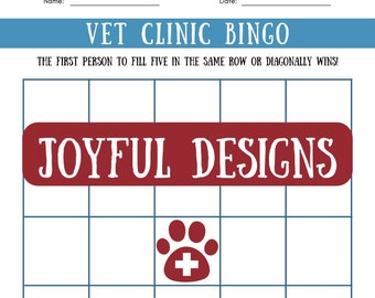 Animal Hospital Veterinary Clinic staff BINGO game! Fun enrichment for Vet staff appreciation!