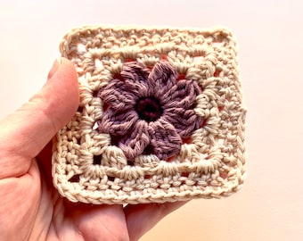 Purple Granny Square Crochet Pattern | Crochet Pattern | Learn To Crochet Flower Granny Square Pattern For Crochet Beginners