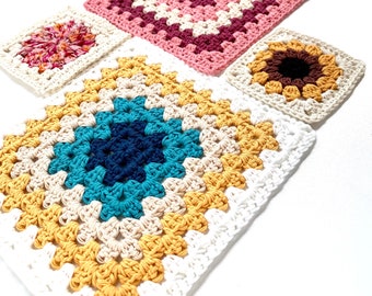 Granny Square & Sunflower Crochet Patterns | Crochet Patterns | Learn To Crochet Granny Squares For Crochet Beginners