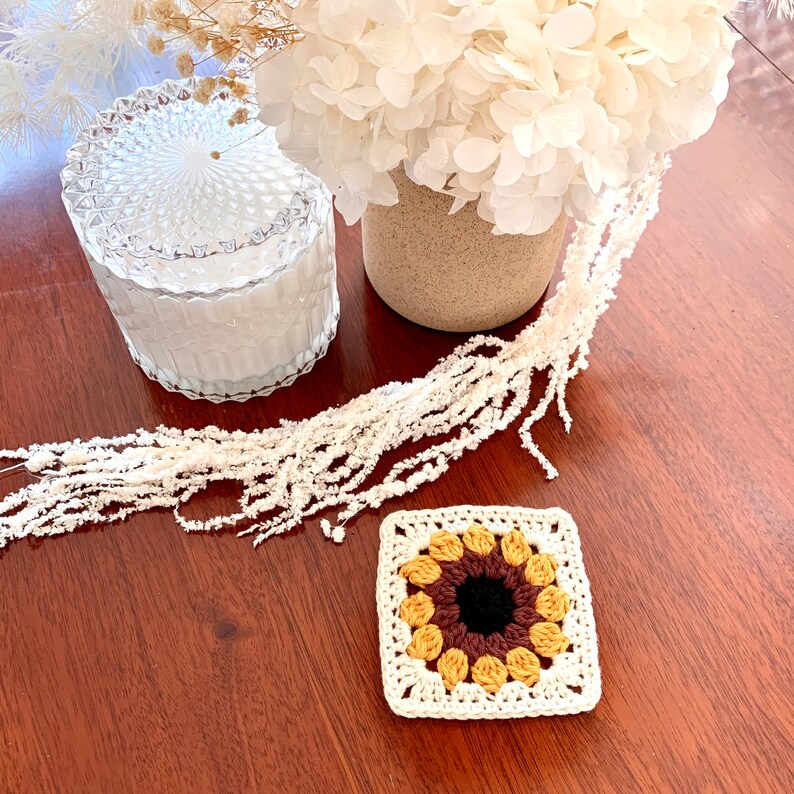 Crochet Sunflower Pattern | Crochet Pattern | Sunflower Crochet Pattern For Granny Square Crochet Blanket Or Crochet Coaster Pattern image 6