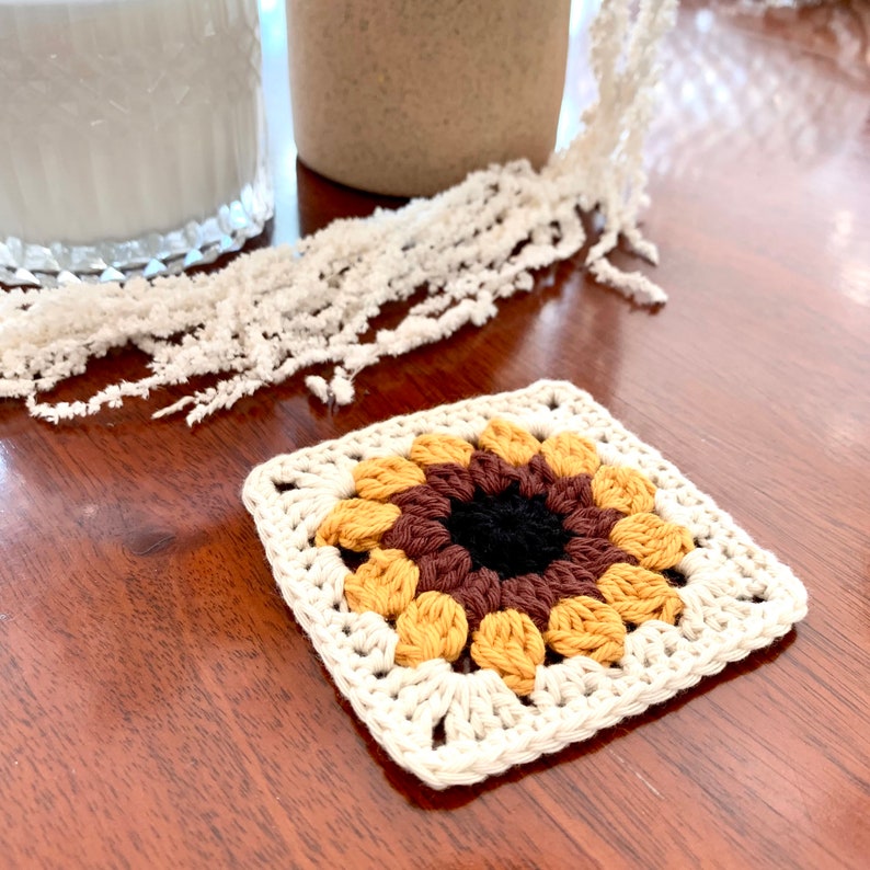 Crochet Sunflower Pattern | Crochet Pattern | Sunflower Crochet Pattern For Granny Square Crochet Blanket Or Crochet Coaster Pattern image 3