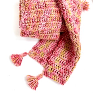 Padrão de lenço de crochê rosa suave | Padrões fáceis de crochê | Aprenda a fazer crochê padrão de lenço para iniciantes