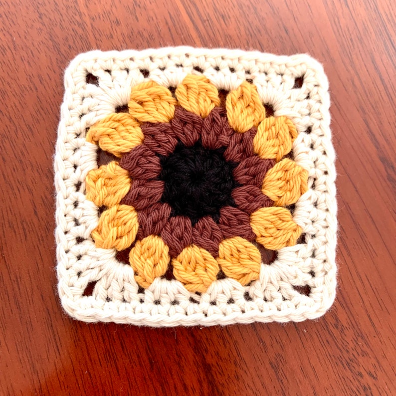 Crochet Sunflower Pattern | Crochet Pattern | Sunflower Crochet Pattern For Granny Square Crochet Blanket Or Crochet Coaster Pattern image 5