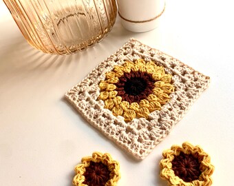 Granny Square Crochet Sunflower Pattern | Crochet Pattern | Learn To Crochet Sunflower Pattern For A Crochet Beginner