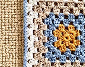 Granny Square Blanket Pattern | Learn To Crochet Blanket Pattern | Cosy Crochet Handmade Blanket Gift For Her